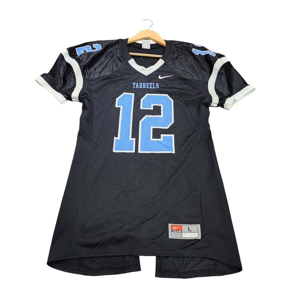 UNC TAR HEELS NIKE MENS L BLACK NCAA FOOTBALL JERSEY 12 EUC
